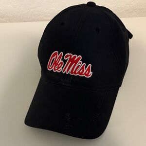 Ole Miss Black Baseball Cap with Red Script Logo